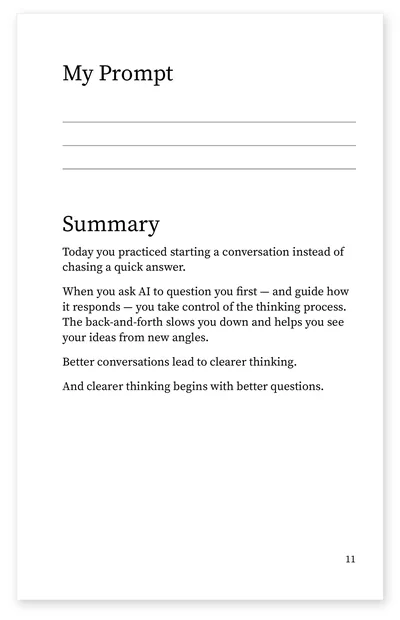 My Prompt, written by hand, and the Summary